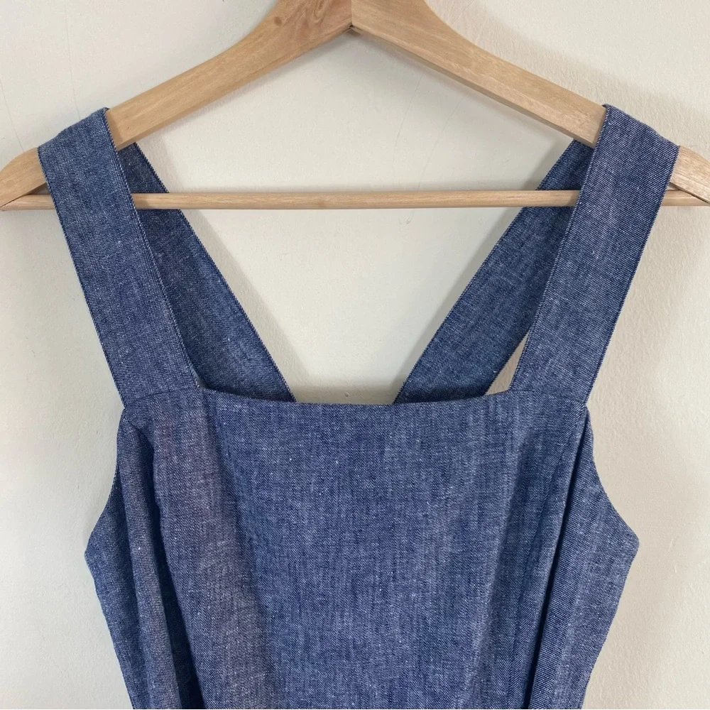 Banana Republic Linen Square-Neck Jumpsuit Blue - 4